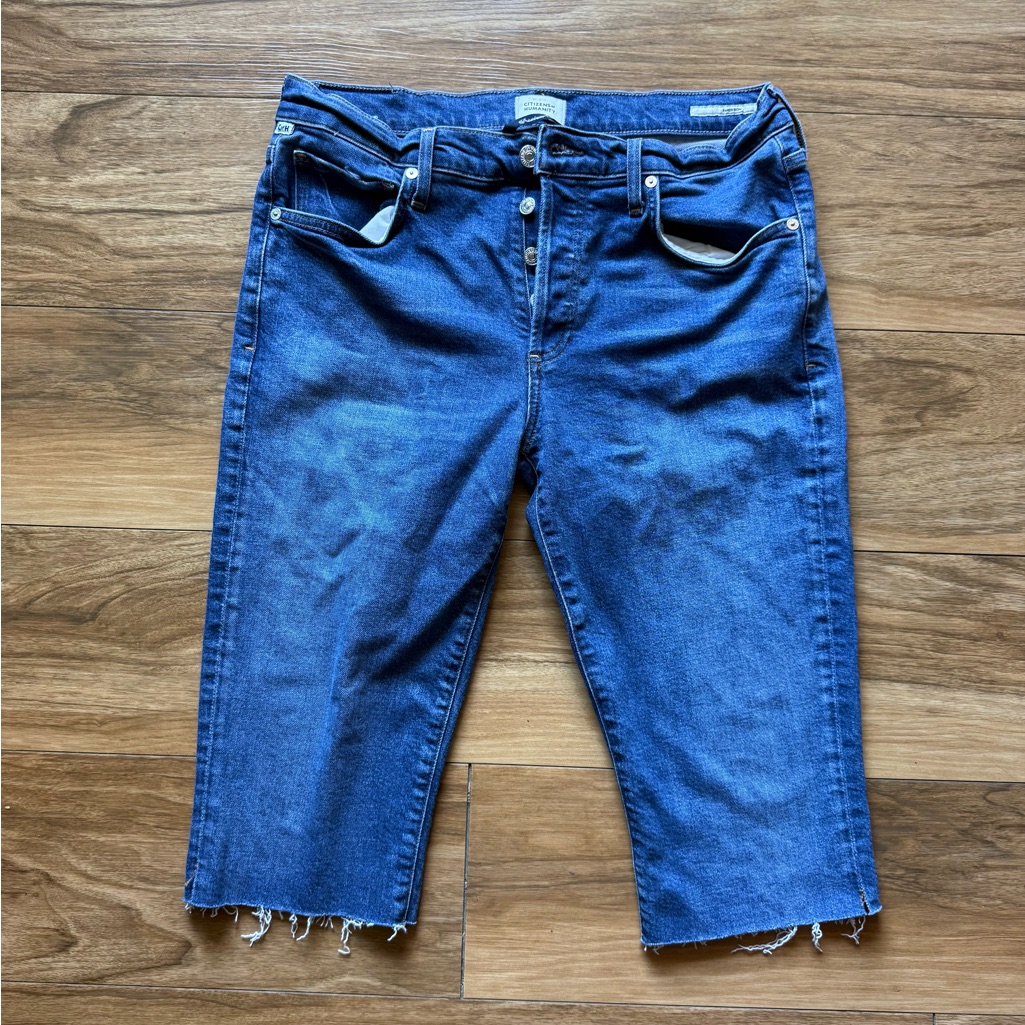 Citizens Of Humanity Emerson Jeans Size 28 Blue Wash Raw Hem Cutoff Cropped